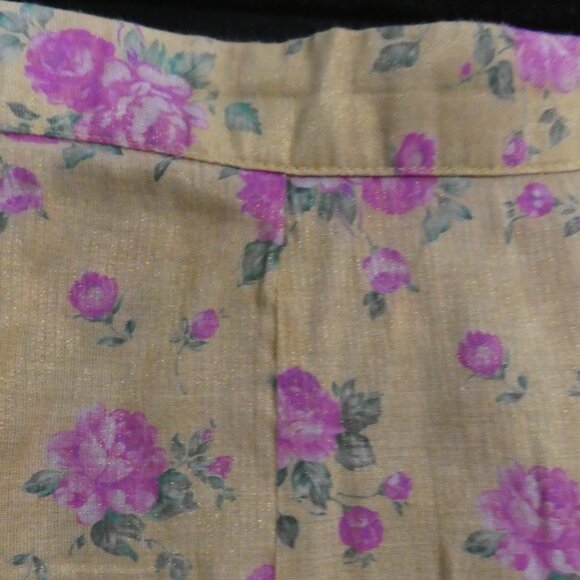 Unbranded | 10.5 inch waist measured | Floral Mustard Pants With Pink Flowers - Picture 4 of 16